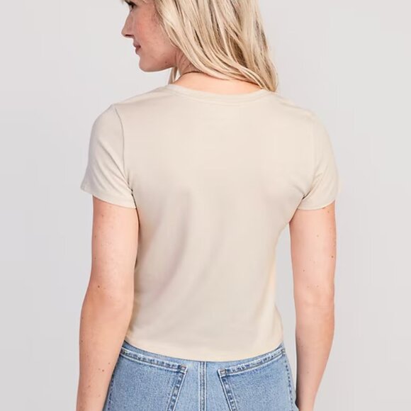 NEW NWT Old Navy Bestee Crewneck t-shirt tan cream bone size L Large - Picture 2 of 5